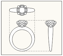 手書きで描いたリングの図面