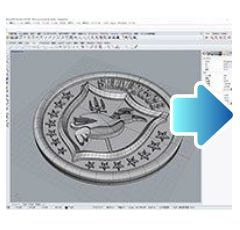 3Dソフトで作ったメダルのデータ
